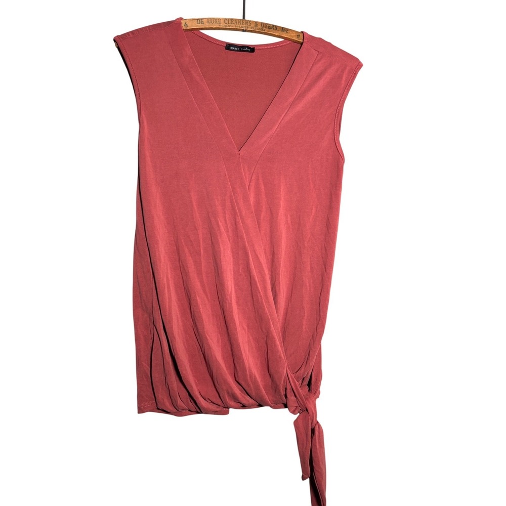 Sweet Claire Womens M Sleeveless Faux Wrap Side Tie Blouse Minimalist Career